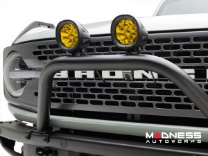 Ford Bronco Bull Bar - Front - Factory Bumper - ZROADZ - Standard - 4in Round Amber LED